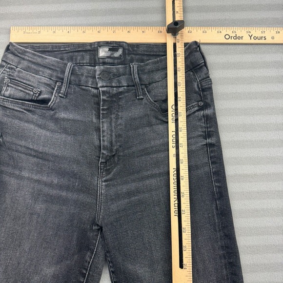MOTHER High Waisted Looker Ankle Fray Denim Jeans Womens Size 25 Black - Picture 9 of 11